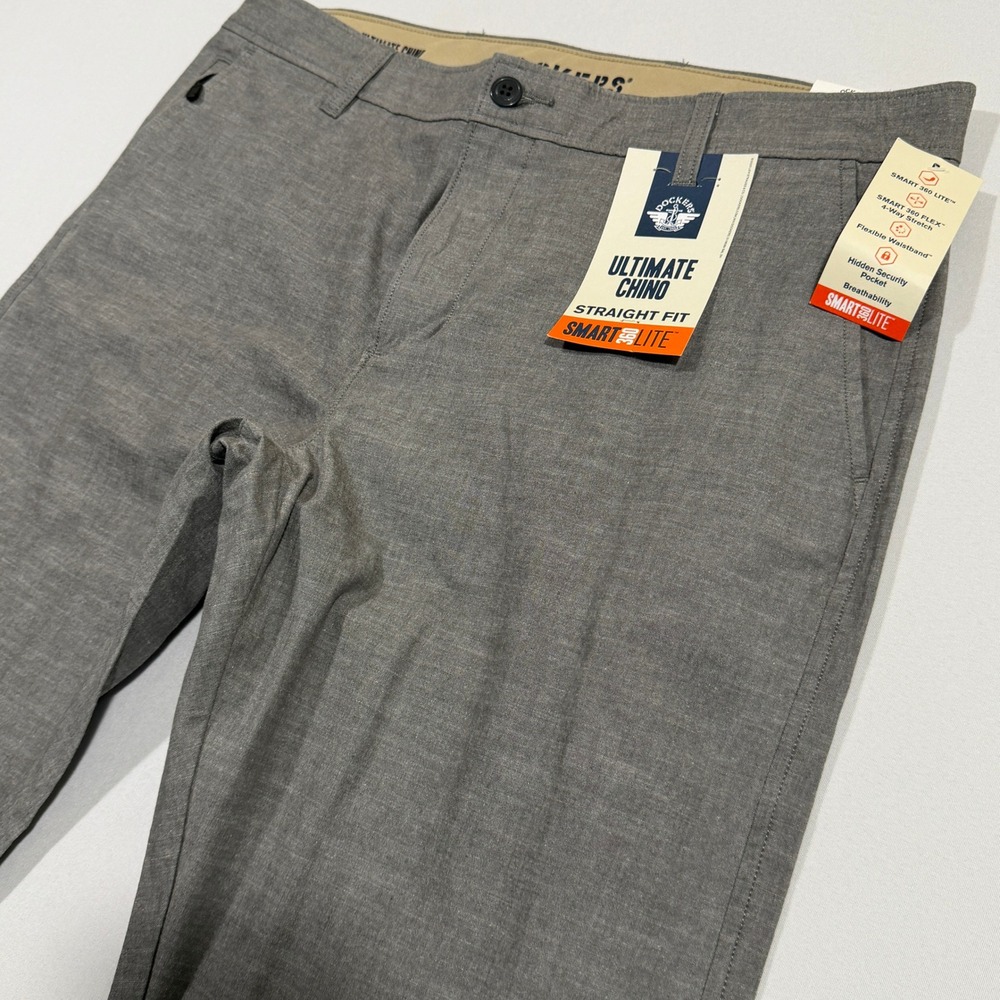 Dockers Ultimate Chino Men's 35x32 Grey Smart 360 Lite Straight Fit Stretch Pant